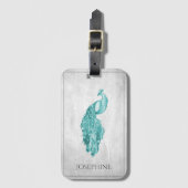 À Bagage Élégante étiquette de bagages Peacock turquoise (Devant Vertical)