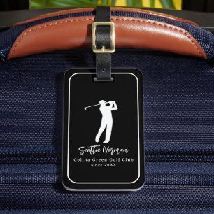 À Bagage Élégante étiquette de golfeur noir et blanc avec n