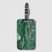 À Bagage Émeraude Vert or étiquette avec nom personnalisé (Devant Vertical)