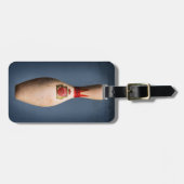 À Bagage Épingle Roi de Bowling Rétro sur Bleu, étiquette d (Devant horizontal)