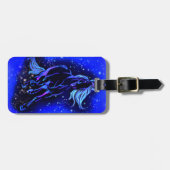 À Bagage Étiquette Cheval Courir En Bleu Lune Nuit (Devant horizontal)