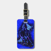 À Bagage Étiquette Cheval Courir En Bleu Lune Nuit (Devant Vertical)