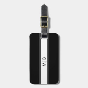 À Bagage Étiquette classique moderne Noir Blanc Monogramme