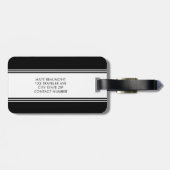 À Bagage Étiquette classique moderne Noir Blanc Monogramme  (Dos horizontal)