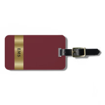 Étiquette classique Monogramme rouge et or