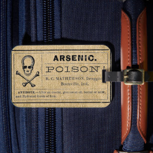 À Bagage Étiquette d'arsenic sur Burlap