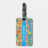 À Bagage Étiquette de bagage, motif floral orange Ditzy (Dos Vertical)
