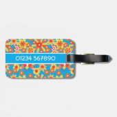 À Bagage Étiquette de bagage, motif floral orange Ditzy (Dos horizontal)