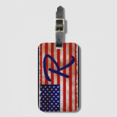 À Bagage Étiquette de bagages du monogramme du drapeau amér (Devant Vertical)