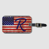 À Bagage Étiquette de bagages du monogramme du drapeau amér (Devant Horizontal)