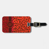 À Bagage étiquette de bagages en monogramme marron rouge Em (Devant horizontal)