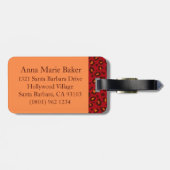 À Bagage étiquette de bagages en monogramme marron rouge Em (Dos horizontal)