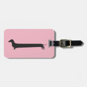 À Bagage Étiquette de bagages rose de silhouette de teckel (Devant horizontal)
