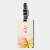 À Bagage Étiquette de bagages rose monogramme (Devant Vertical)