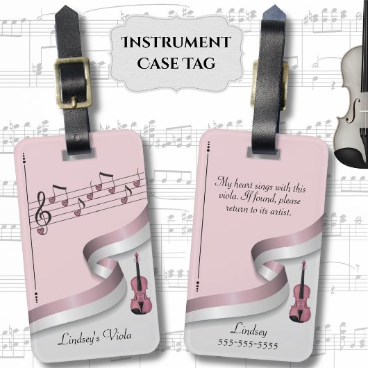 À Bagage Étiquette de housse d'instrument Viola Rose Élégan
