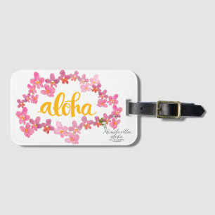 À Bagage Étiquette de sac Aloha Bold Orchid Lei - Blanc