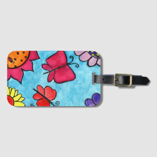 À Bagage Étiquette de sac de fleurs et de papillons