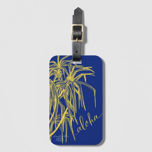 À Bagage Étiquette de sac en aloha bleu jaune Hala Tree (Devant Vertical)