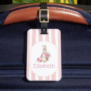 À Bagage Étiquette de sac scolaire fille lapin floral rose