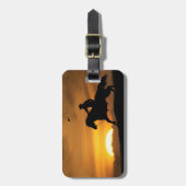 À Bagage Étiquette de valise Lone Riding Cowboy dans le cou (Devant Vertical)