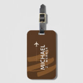 À Bagage Étiquette de voyage Brown avec nom (Devant Vertical)