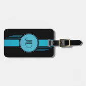 À Bagage Étiquette décorée d'un monogramme moderne de (Devant horizontal)