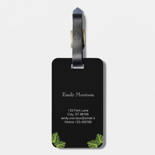 À Bagage Étiquette décorée d'un monogramme tropicale de (Dos Vertical)