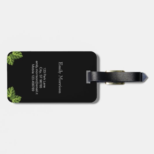 À Bagage Étiquette décorée d'un monogramme tropicale de (Dos horizontal)