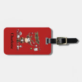 À Bagage Étiquette d'identification de bagages rouge Noël R (Devant horizontal)