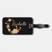 À Bagage Étiquette faite sur commande florale orange et (Dos horizontal)