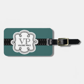 À Bagage Étiquette Girly de fille personnalisée par vert