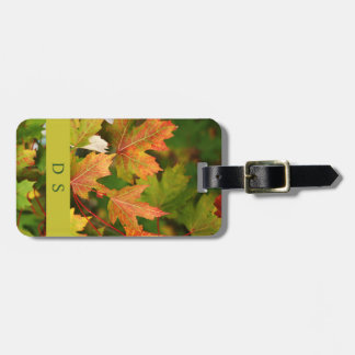 À Bagage Étiquette Monogramme d'automne Feuilles de bagages