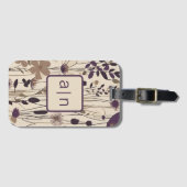 À Bagage Étiquette Monogramme Fleur sauvage violet moderne (Devant Horizontal)