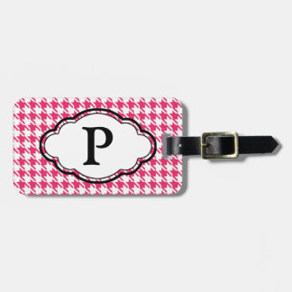À Bagage Étiquette Monogramme - Houndstooth - rose