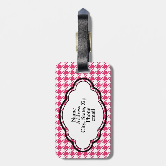 À Bagage Étiquette Monogramme - Houndstooth - rose (Dos Vertical)