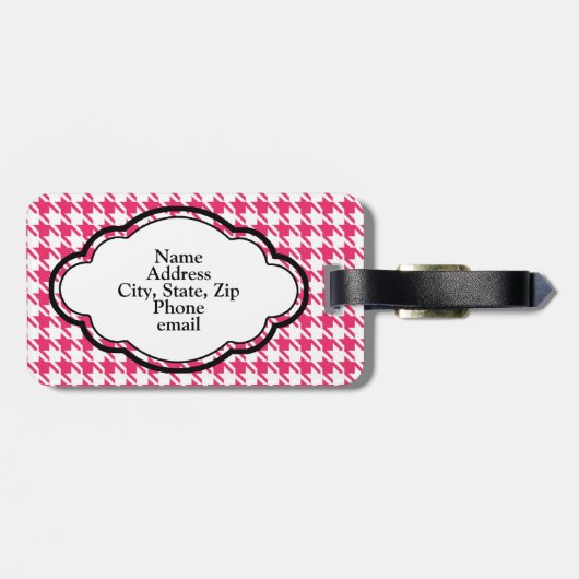 À Bagage Étiquette Monogramme - Houndstooth - rose (Dos horizontal)