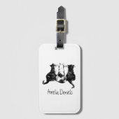 À Bagage Étiquette Monogramme - Noir et blanc pour vêtement (Devant Vertical)