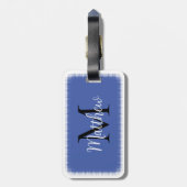 À Bagage Étiquette Monogramme Nom personnalisé initial Bleu (Dos Vertical)