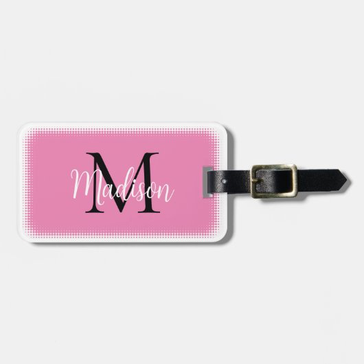 À Bagage Étiquette Monogramme Nom personnalisé initial Pink (Devant horizontal)
