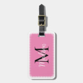 À Bagage Étiquette Monogramme Nom personnalisé initial Pink (Devant Vertical)