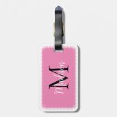 À Bagage Étiquette Monogramme Nom personnalisé initial Pink (Dos Vertical)