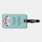 À Bagage Étiquette Monogramme Retro Pink Chat (Dos horizontal)