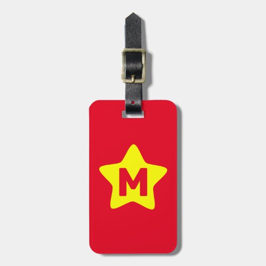 À Bagage Étiquette Monogramme rouge étoile jaune (Devant Vertical)