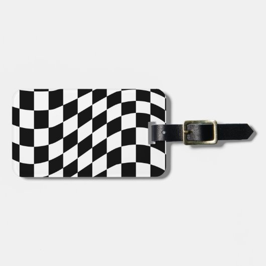 À Bagage Étiquette Motif en tableau noir et blanc (Devant horizontal)