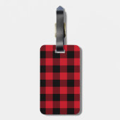 À Bagage Étiquette Red Buffalo Plaid Christmas Stocker Nom (Dos Vertical)