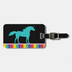 À Bagage Étiquette Unicorne turquoise et Arc-en-ciel