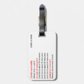 À Bagage Étiquette vigilante de l'allergie ID/ICE (Dos Vertical)