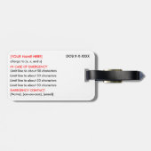 À Bagage Étiquette vigilante de l'allergie ID/ICE (Dos horizontal)