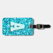 À Bagage Glitz Bleu monogramme bagages étiquette 2 côtés (Devant horizontal)