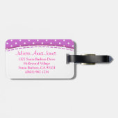 À Bagage Joli pois de fleurs violettes nommé étiquette baga (Dos horizontal)